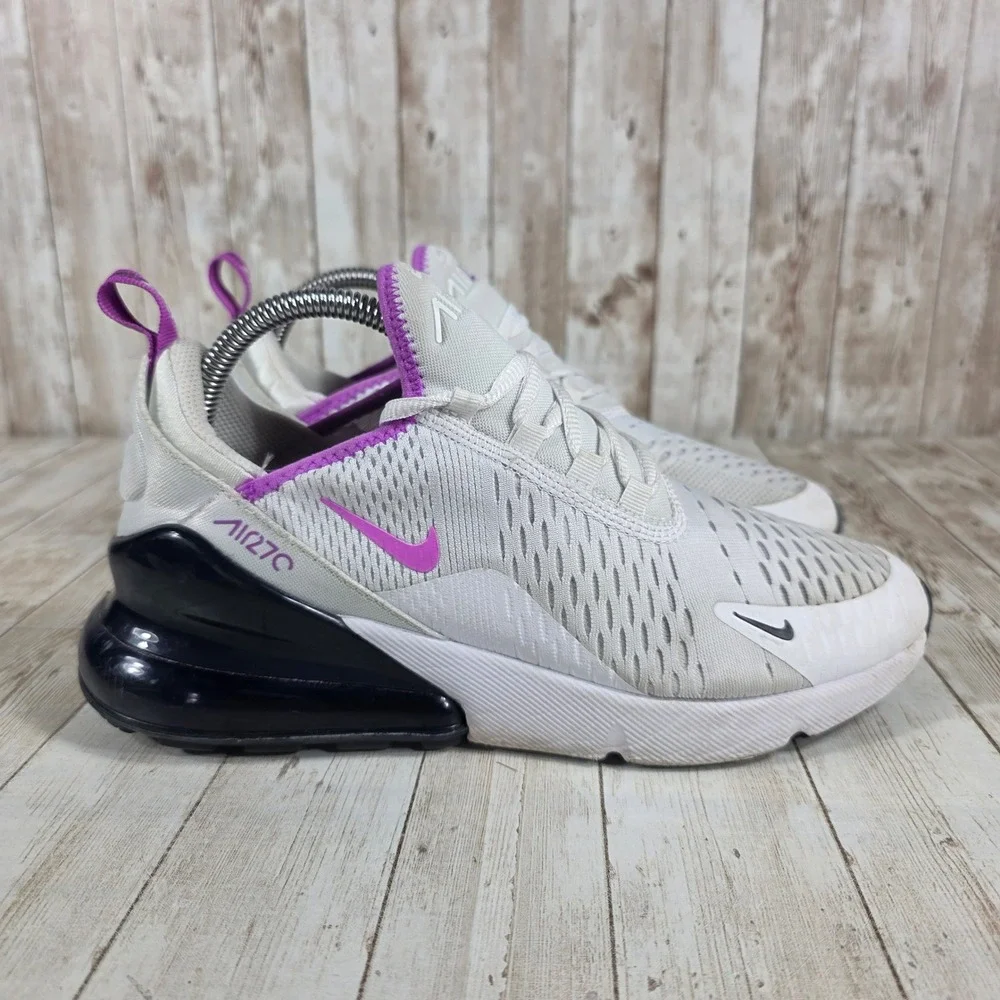 Nike Air Max 270 White Purple Running Athletic Shoes Sneakers Womens